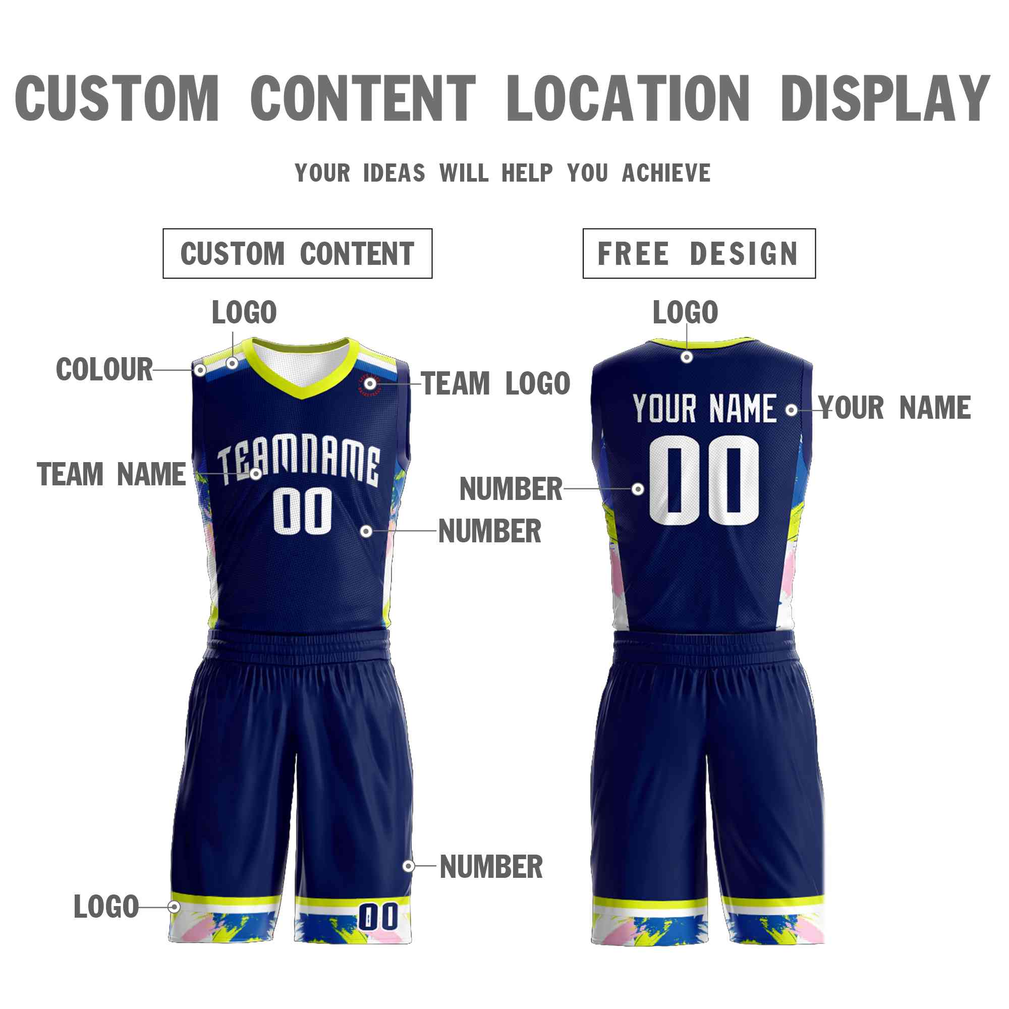 Custom Navy White Graffiti Pattern Sets Basketball Jersey