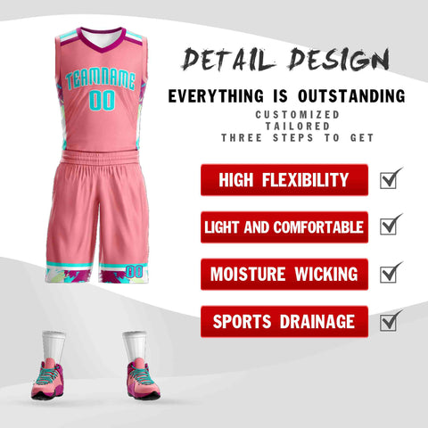 Custom Light Pink White-White Graffiti Pattern Sets Basketball Jersey