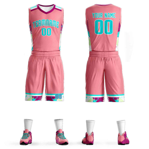 Custom Light Pink White-White Graffiti Pattern Sets Basketball Jersey