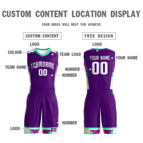 Custom Purple White Graffiti Pattern Sets Basketball Jersey