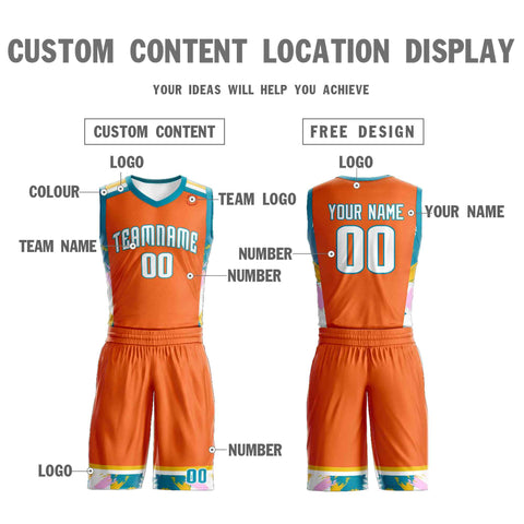 Custom Orange White Graffiti Pattern Sets Basketball Jersey