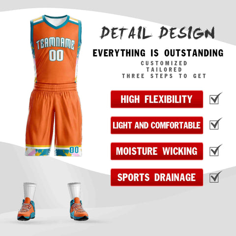 Custom Orange White Graffiti Pattern Sets Basketball Jersey