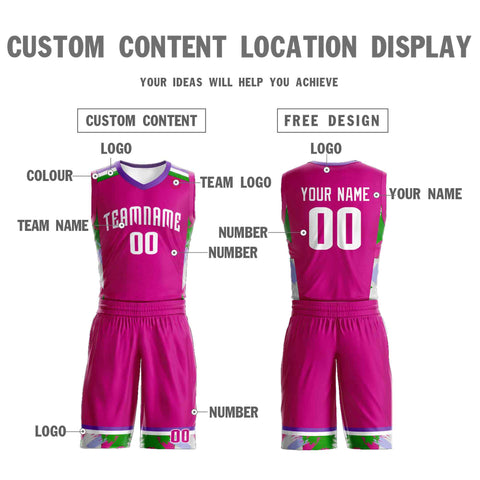 Custom Rose Pink White Graffiti Pattern Sets Basketball Jersey
