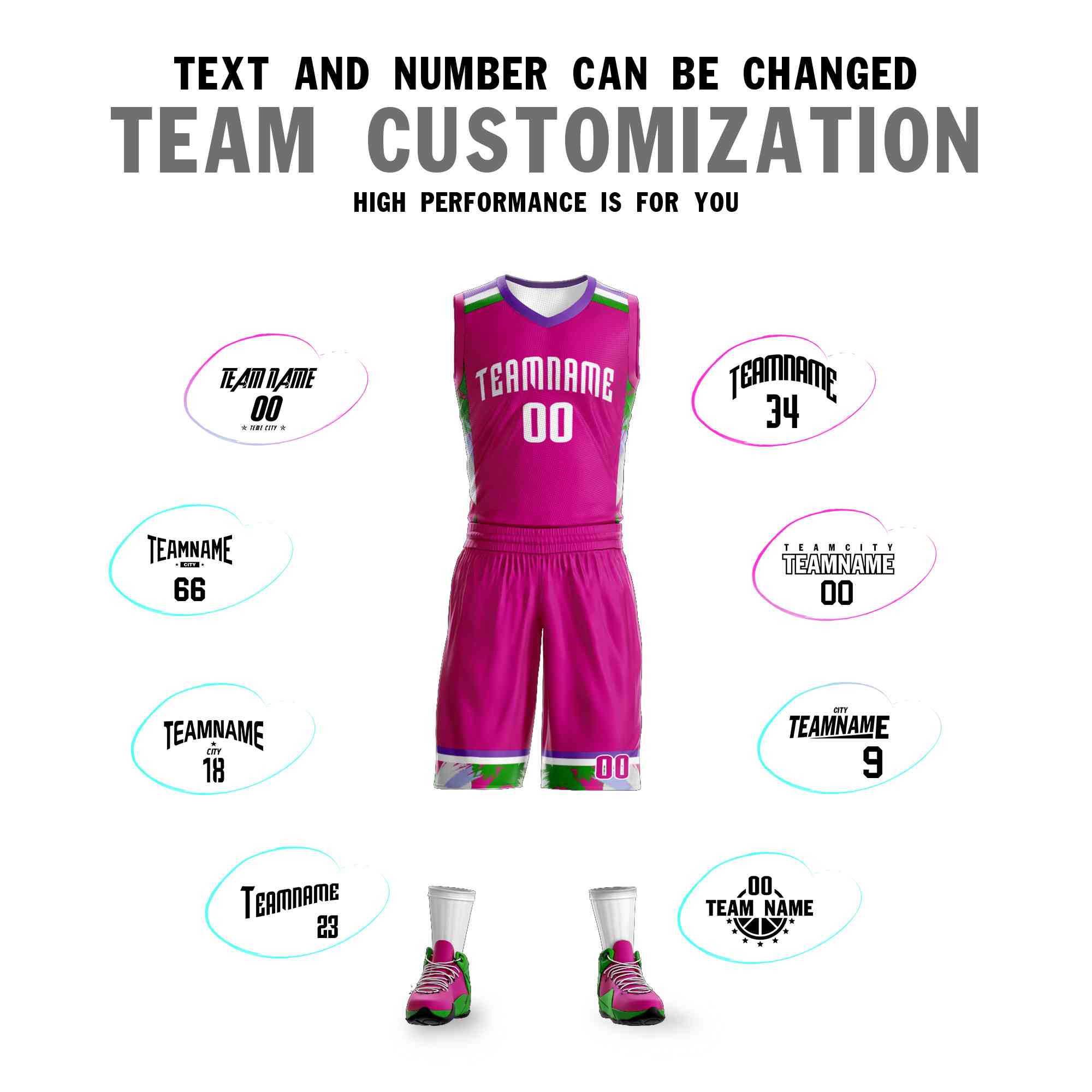 Custom Rose Pink White Graffiti Pattern Sets Basketball Jersey