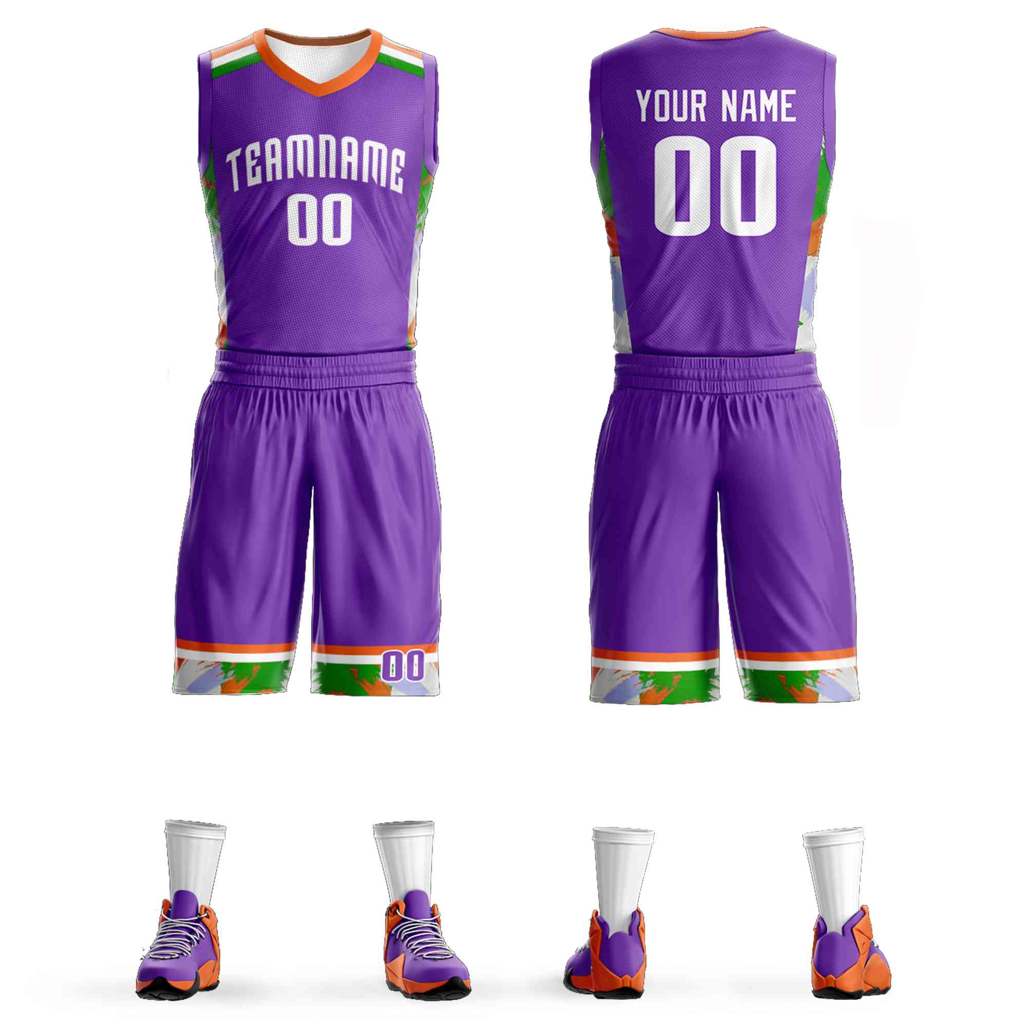 Custom Purple White Graffiti Pattern Sets Basketball Jersey