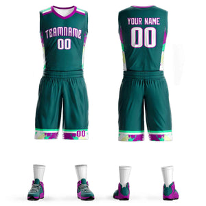 Custom Aqua White Graffiti Pattern Sets Basketball Jersey