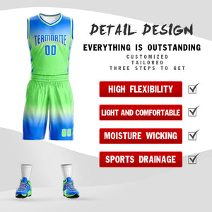 Custom Light Blue White Blue-White Gradient Fashion Sets Basketball Jersey