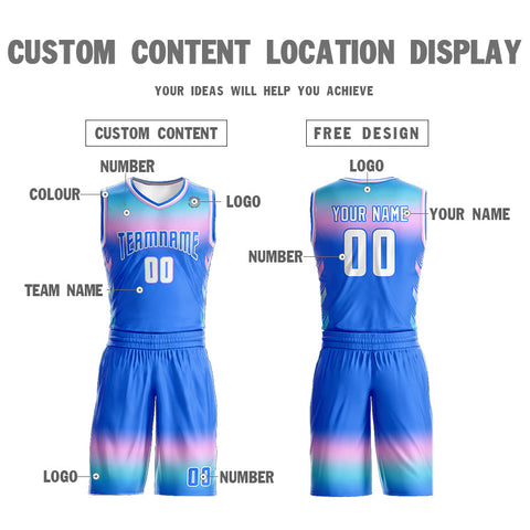 Custom Powder Blue Blue Powder Blue-White Gradient Fashion Sets Basketball Jersey