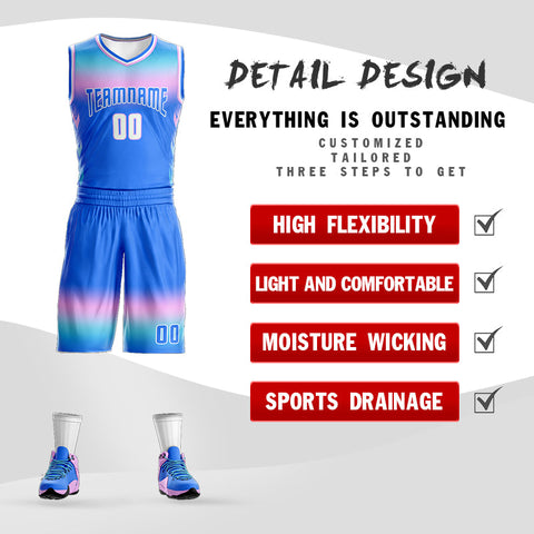 Custom Powder Blue Blue Powder Blue-White Gradient Fashion Sets Basketball Jersey