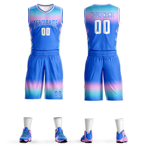 Custom Powder Blue Blue Powder Blue-White Gradient Fashion Sets Basketball Jersey