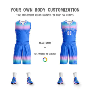 Custom Powder Blue Blue Powder Blue-White Gradient Fashion Sets Basketball Jersey