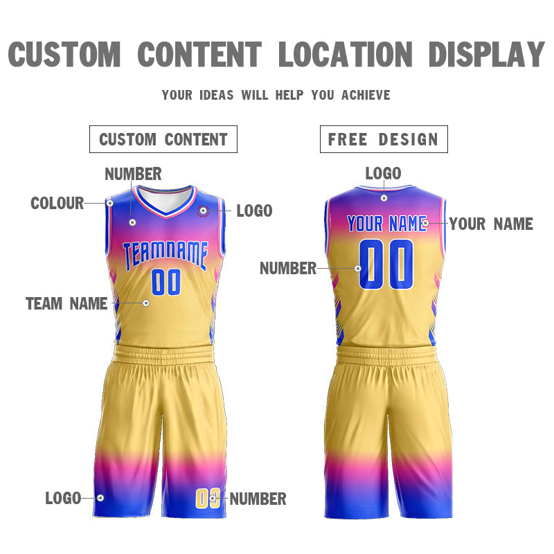 Custom Royal Rose Pink Royal-White Gradient Fashion Sets Basketball Jersey