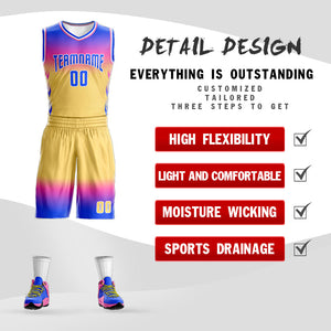 Custom Royal Rose Pink Royal-White Gradient Fashion Sets Basketball Jersey