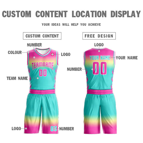 Custom Rose Pink Yellow Pink-White Gradient Fashion Sets Basketball Jersey