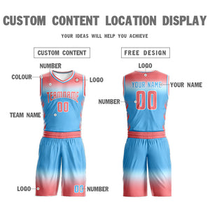 Custom Light Red White Light Red-White Gradient Fashion Sets Basketball Jersey