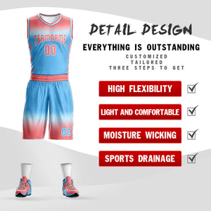 Custom Light Red White Light Red-White Gradient Fashion Sets Basketball Jersey