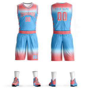 Custom Light Red White Light Red-White Gradient Fashion Sets Basketball Jersey