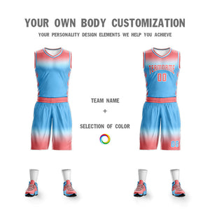 Custom Light Red White Light Red-White Gradient Fashion Sets Basketball Jersey