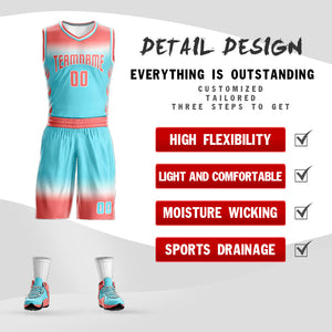 Custom Light Red White Light Red-White Gradient Fashion Sets Basketball Jersey