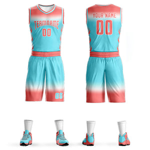 Custom Light Red White Light Red-White Gradient Fashion Sets Basketball Jersey