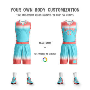 Custom Light Red White Light Red-White Gradient Fashion Sets Basketball Jersey