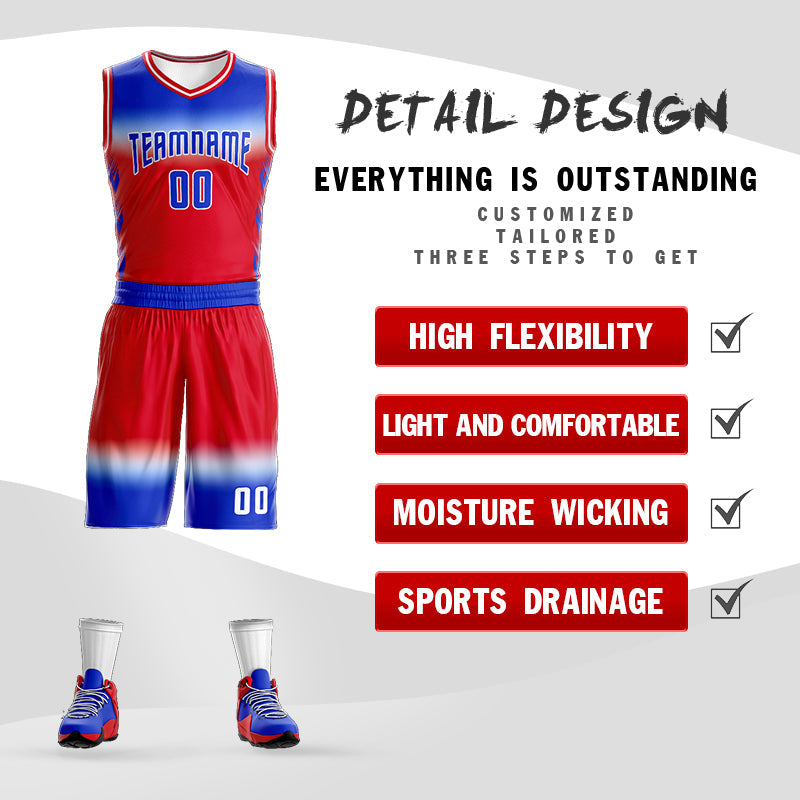 Custom Royal White Royal-White Gradient Fashion Sets Basketball Jersey