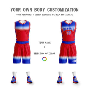 Custom Royal White Royal-White Gradient Fashion Sets Basketball Jersey