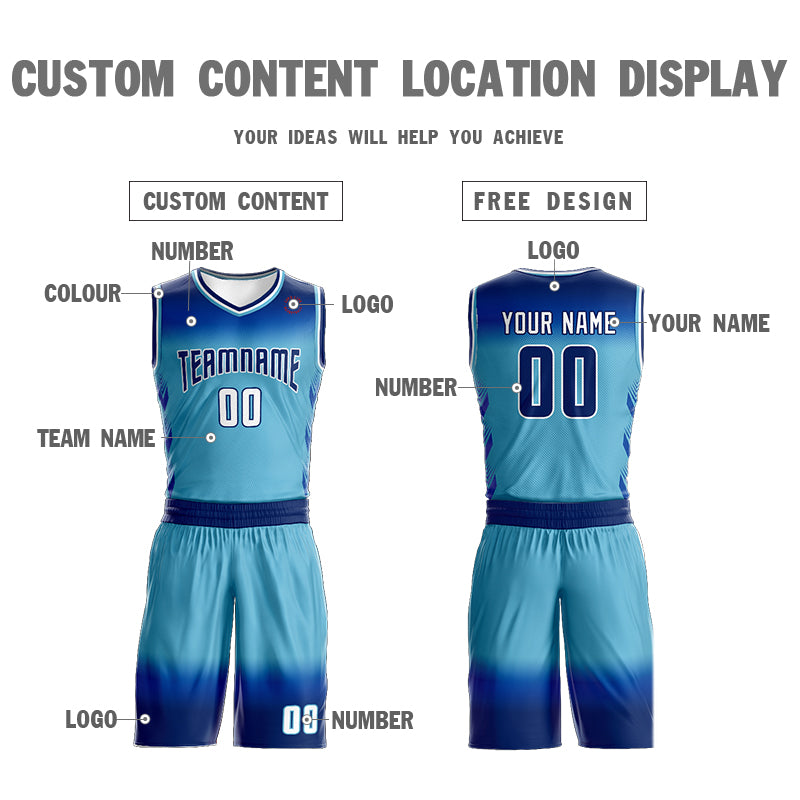 Custom Navy Blue Navy-White Gradient Fashion Sets Basketball Jersey