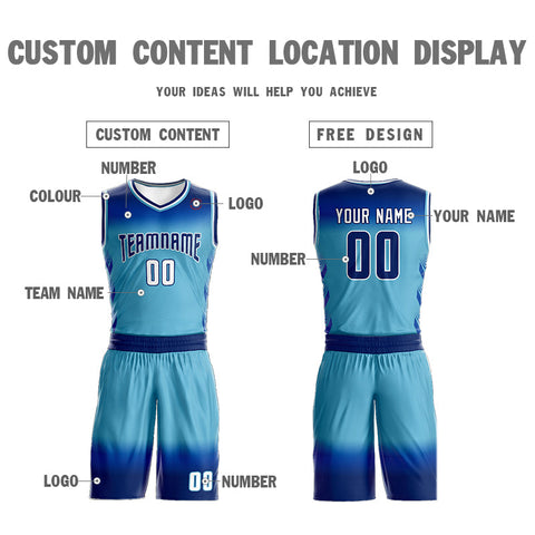 Custom Navy Blue Navy-White Gradient Fashion Sets Basketball Jersey
