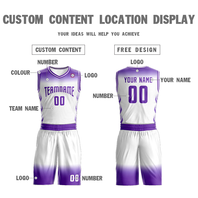 Custom Purple White Purple Gradient Fashion Sets Basketball Jersey