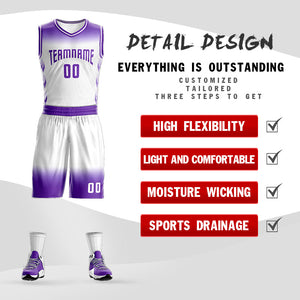 Custom Purple White Purple Gradient Fashion Sets Basketball Jersey