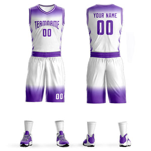 Custom Purple White Purple Gradient Fashion Sets Basketball Jersey