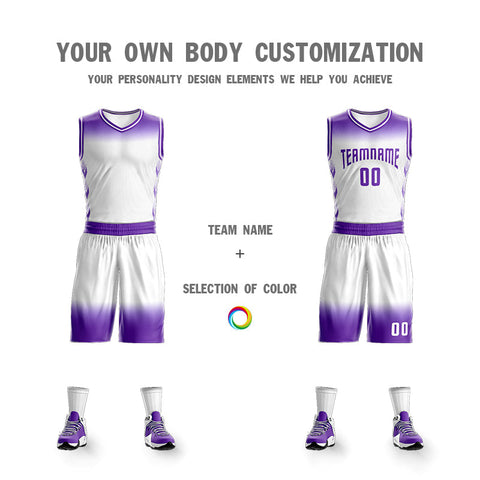 Custom Purple White Purple Gradient Fashion Sets Basketball Jersey