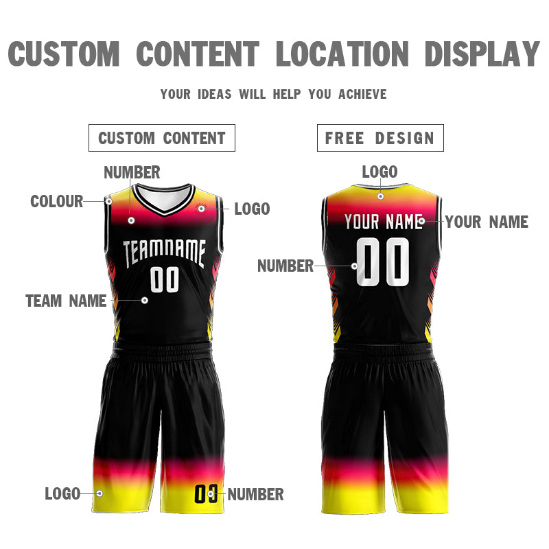 Custom Black White Gradient Fashion Sets Basketball Jersey