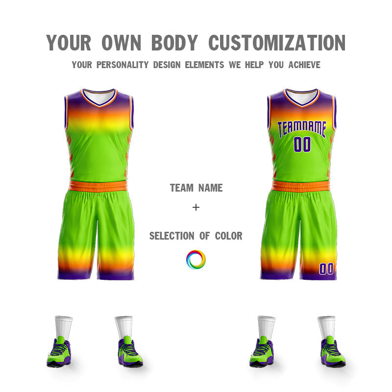 Custom Purple Orange Purple-White Gradient Fashion Sets Basketball Jersey