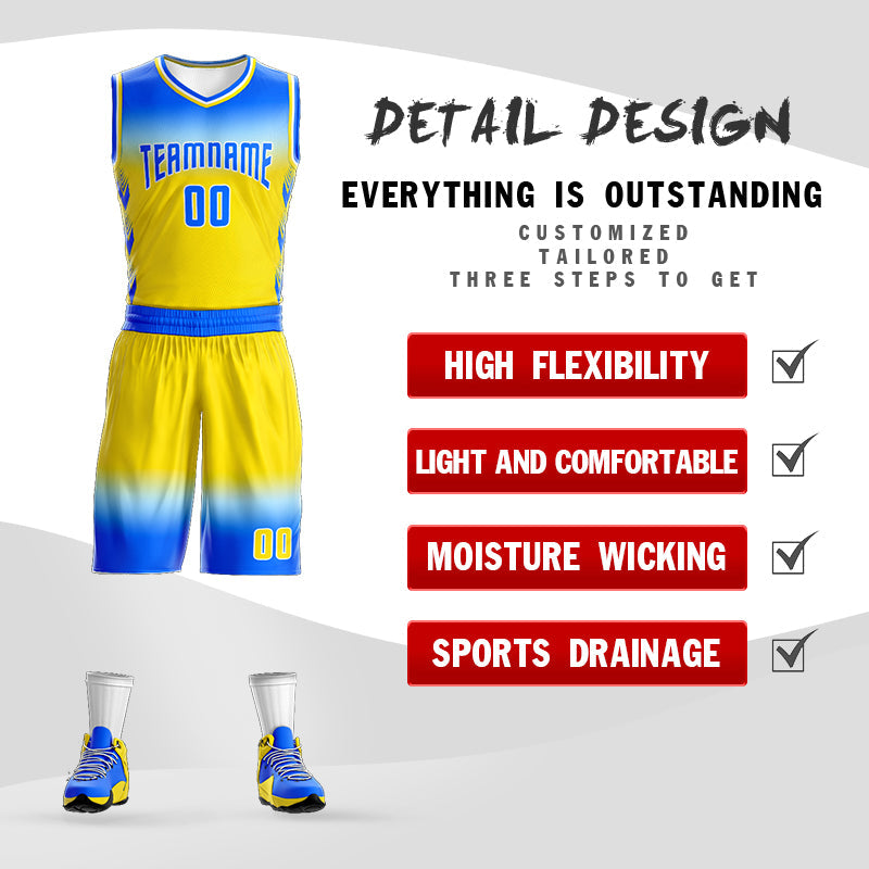 Custom Light Blue White Light Blue-White Gradient Fashion Sets Basketball Jersey