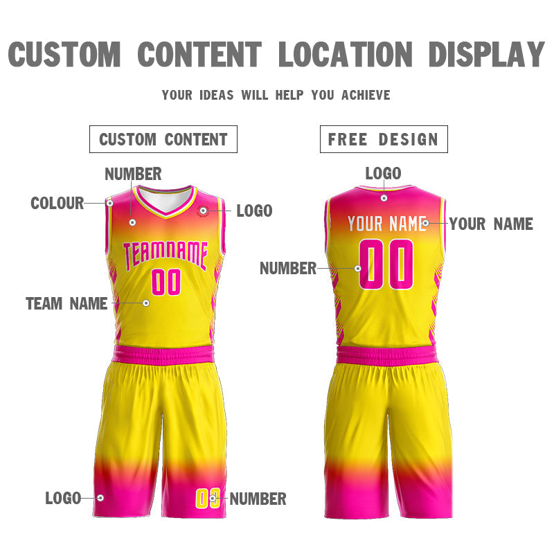 Custom Rose Pink Yellow Rose Pink-White Gradient Fashion Sets Basketball Jersey