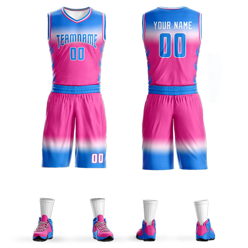 Custom Powder Blue White Powder Blue-White Gradient Fashion Sets Basketball Jersey