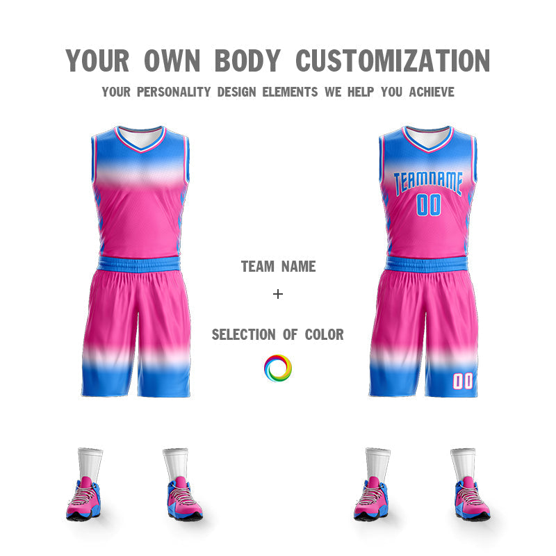 Custom Powder Blue White Powder Blue-White Gradient Fashion Sets Basketball Jersey