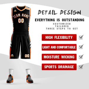 Custom Black White Orange Classic Sets Mesh Basketball Jersey