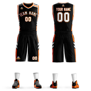 Custom Black White Orange Classic Sets Mesh Basketball Jersey