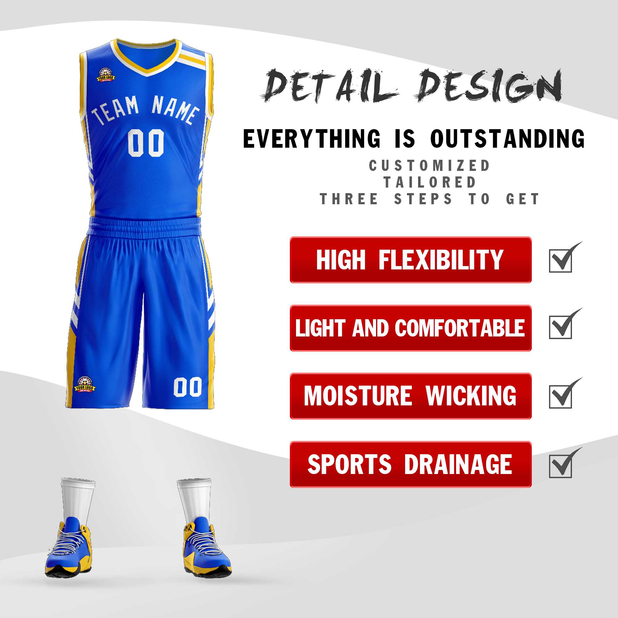 Custom Royal White Classic Sets Mesh Basketball Jersey