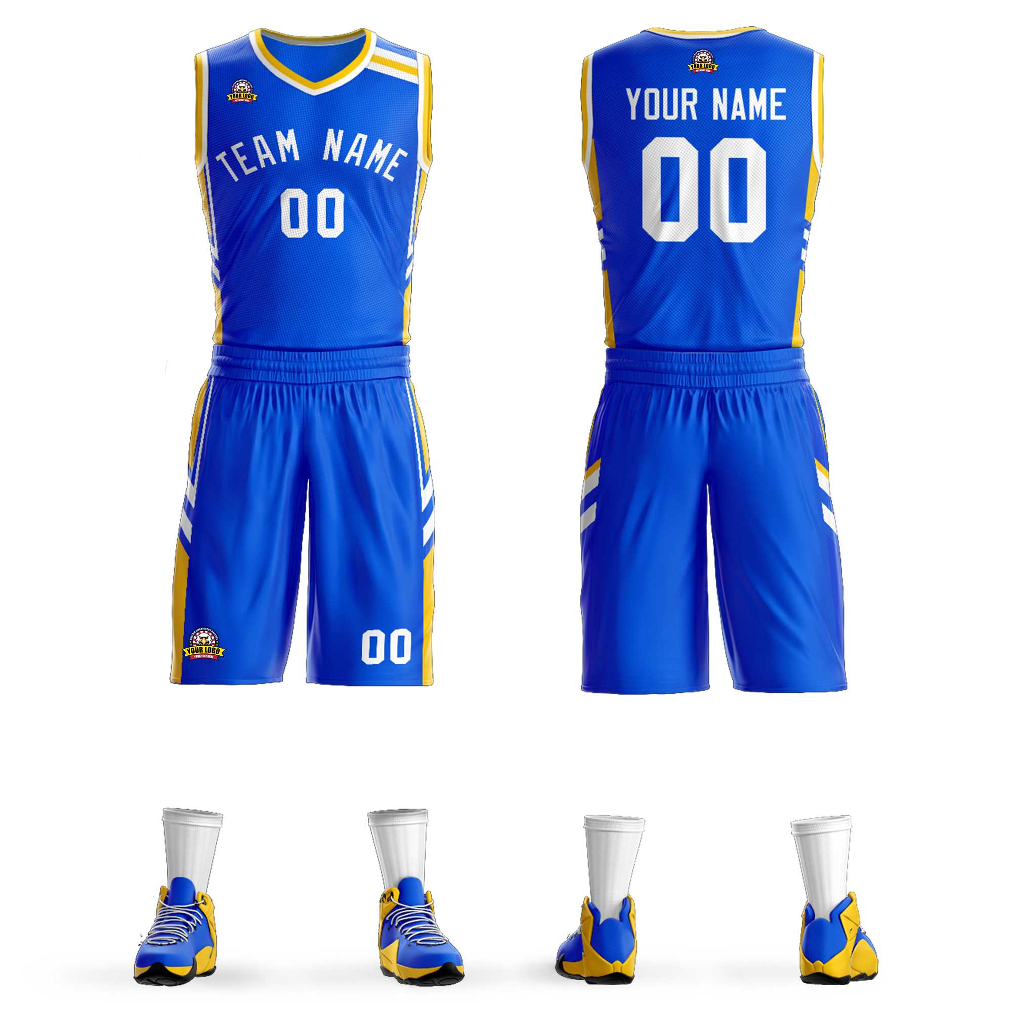 Custom Royal White Classic Sets Mesh Basketball Jersey