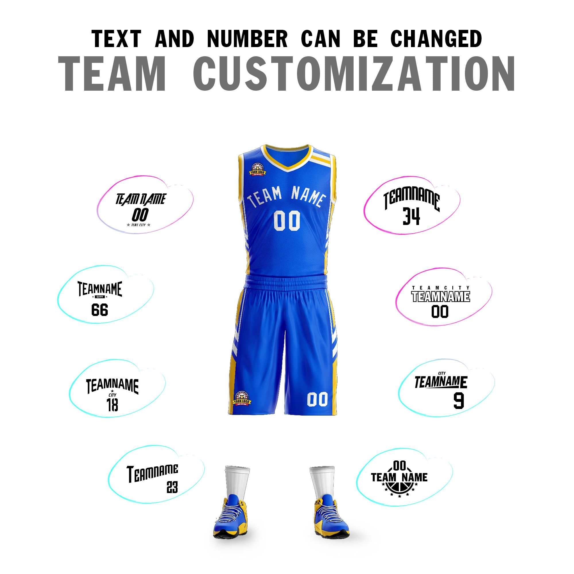 Custom Royal White Classic Sets Mesh Basketball Jersey