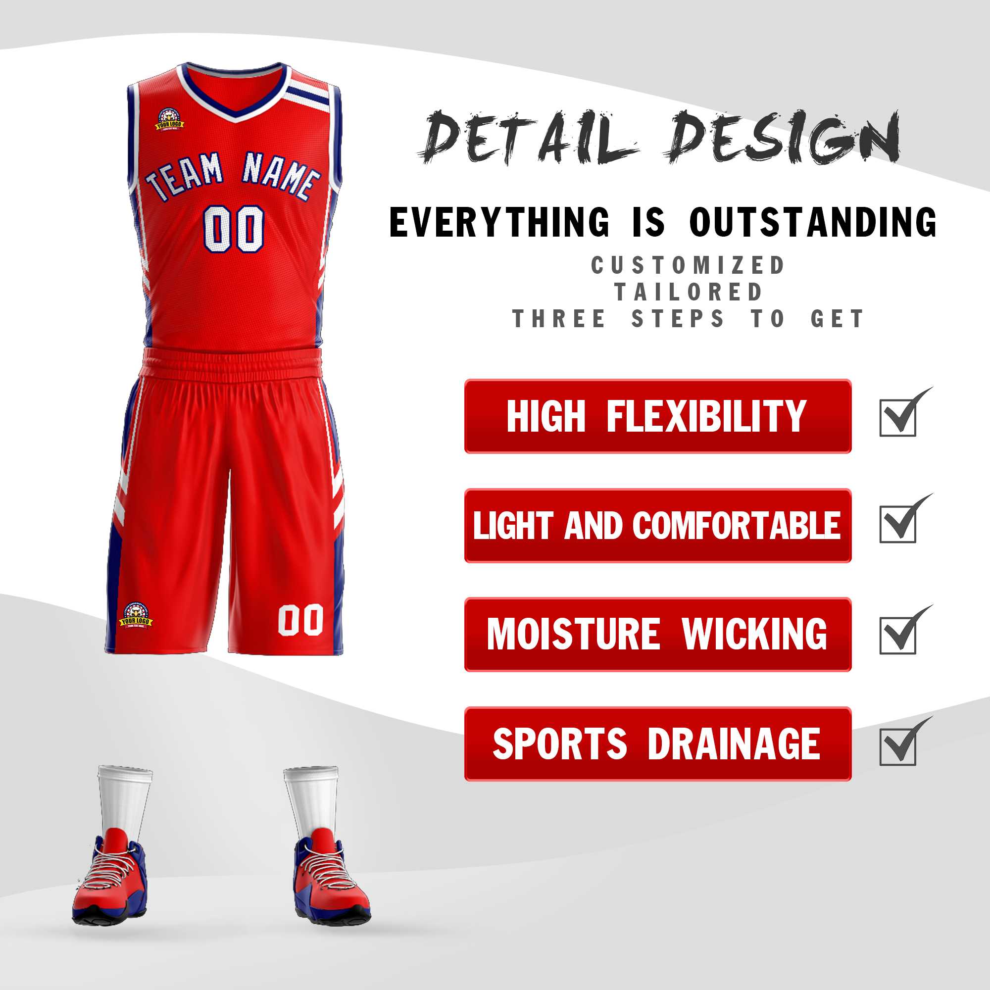 Custom Red White Navy Classic Sets Mesh Basketball Jersey