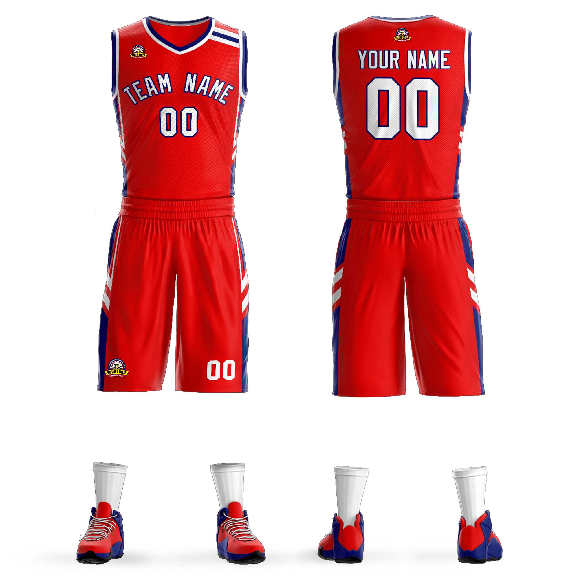 Custom Red White Navy Classic Sets Mesh Basketball Jersey