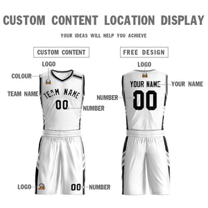 Custom White Black Classic Sets Mesh Basketball Jersey