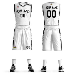 Custom White Black Classic Sets Mesh Basketball Jersey