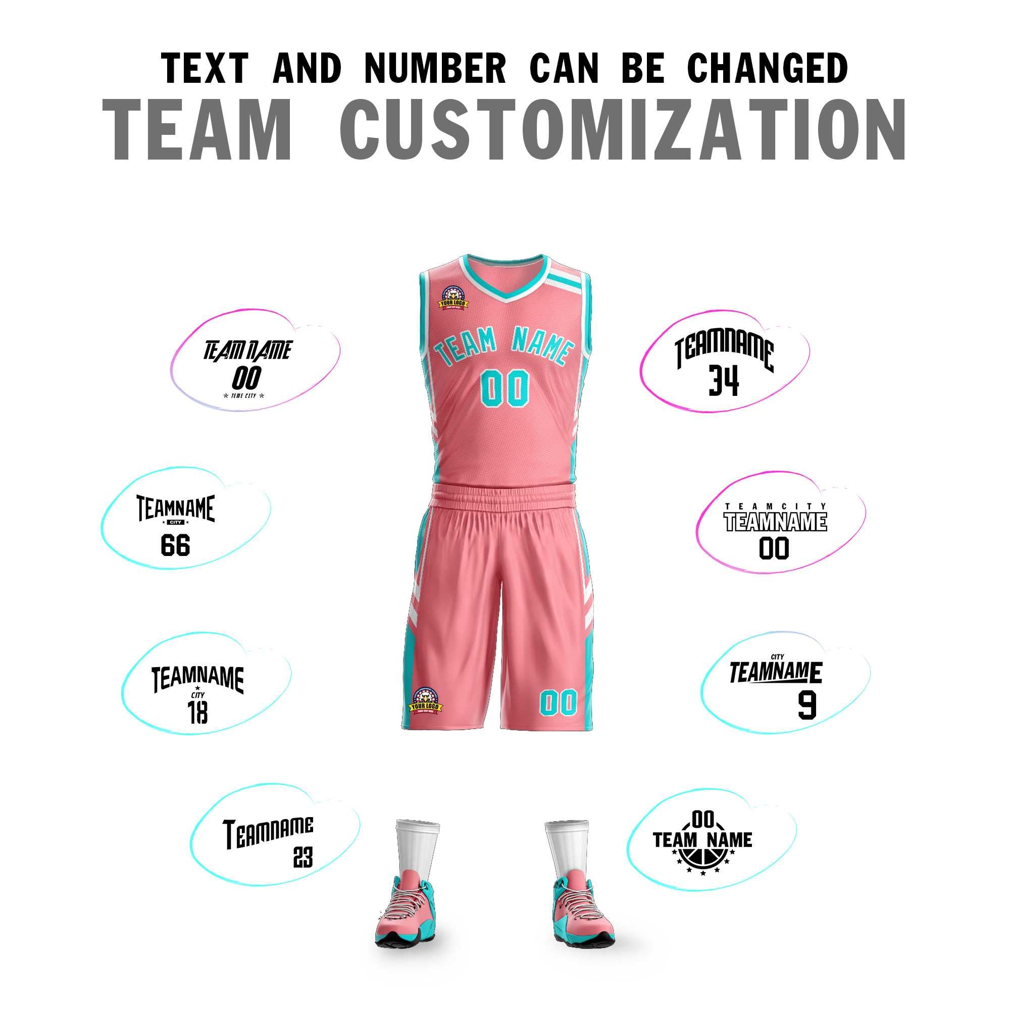 Custom Light Pink Aqua White Classic Sets Mesh Basketball Jersey