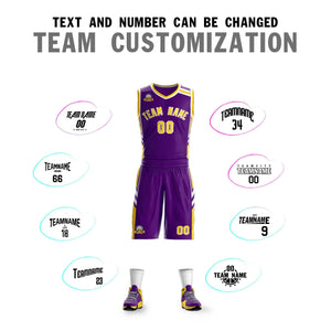 Custom Purple Gold White Classic Sets Mesh Basketball Jersey